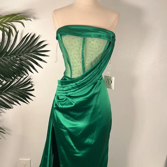 engagement special dress Emerald Green Animal Print Scarf Maxi Dress